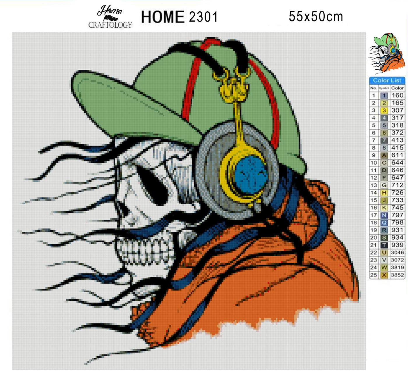 Skeleton Listening to Music - Premium Diamond Painting Kit