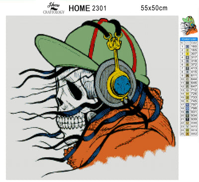 Skeleton Listening to Music - Premium Diamond Painting Kit