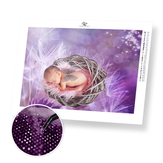 Baby and Dandelions - Premium Diamond Painting Kit