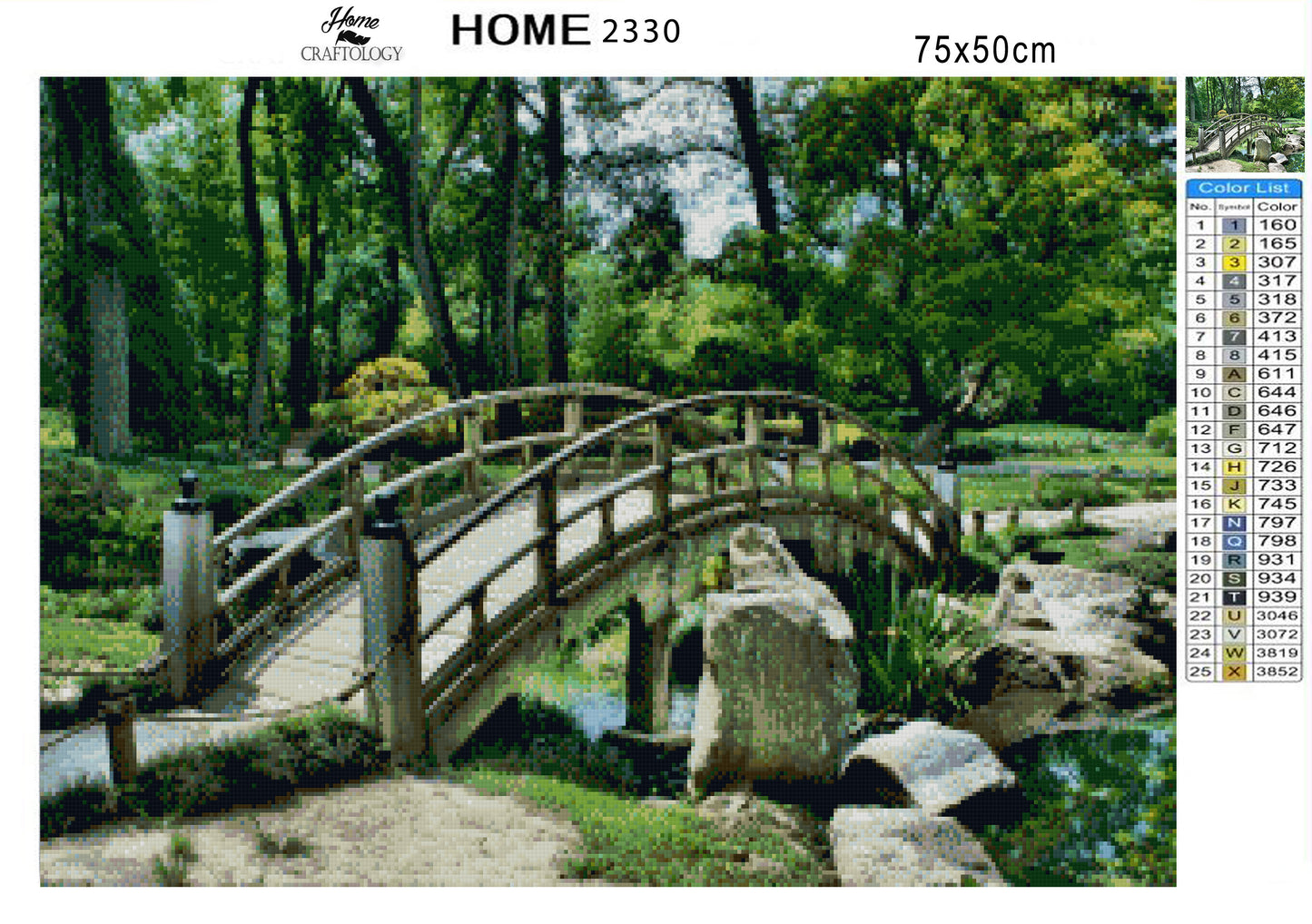 Bridge in a Garden - Premium Diamond Painting Kit