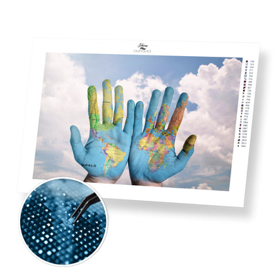 Hands World Map - Premium Diamond Painting Kit