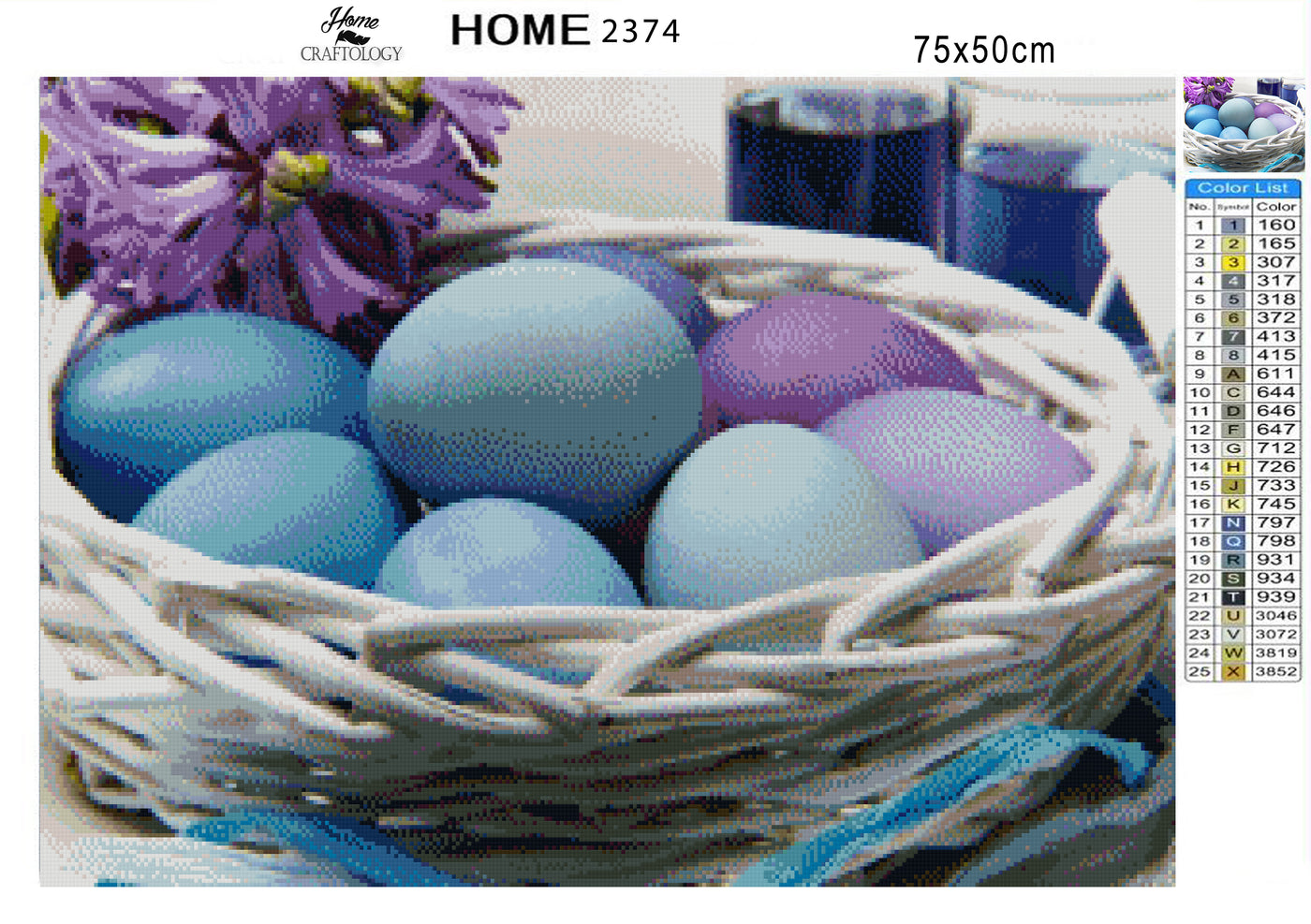 Pastel Colored Eggs - Premium Diamond Painting Kit