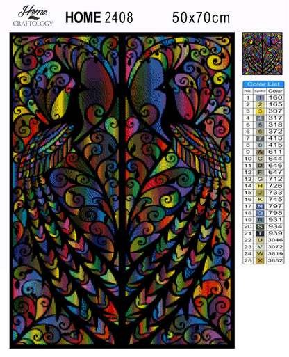 Symmetrical Peacocks - Premium Diamond Painting Kit