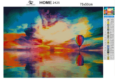Hot Air Balloon Sunset - Premium Diamond Painting Kit