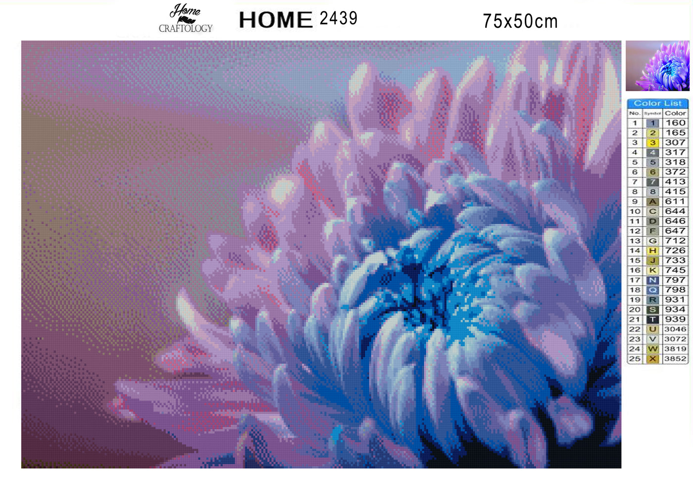 Blue to Purple Chrysanthemum - Premium Diamond Painting Kit