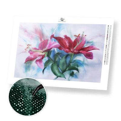 Watercolor Lilies - Premium Diamond Painting Kit