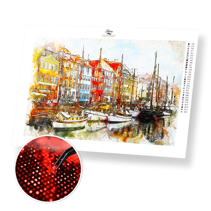 Boats at the Harbor - Premium Diamond Painting Kit