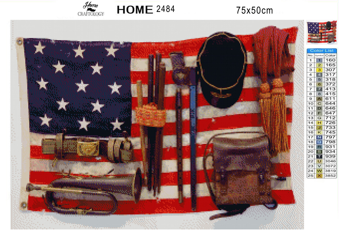 Vintage Items on USA Flag - Premium Diamond Painting Kit