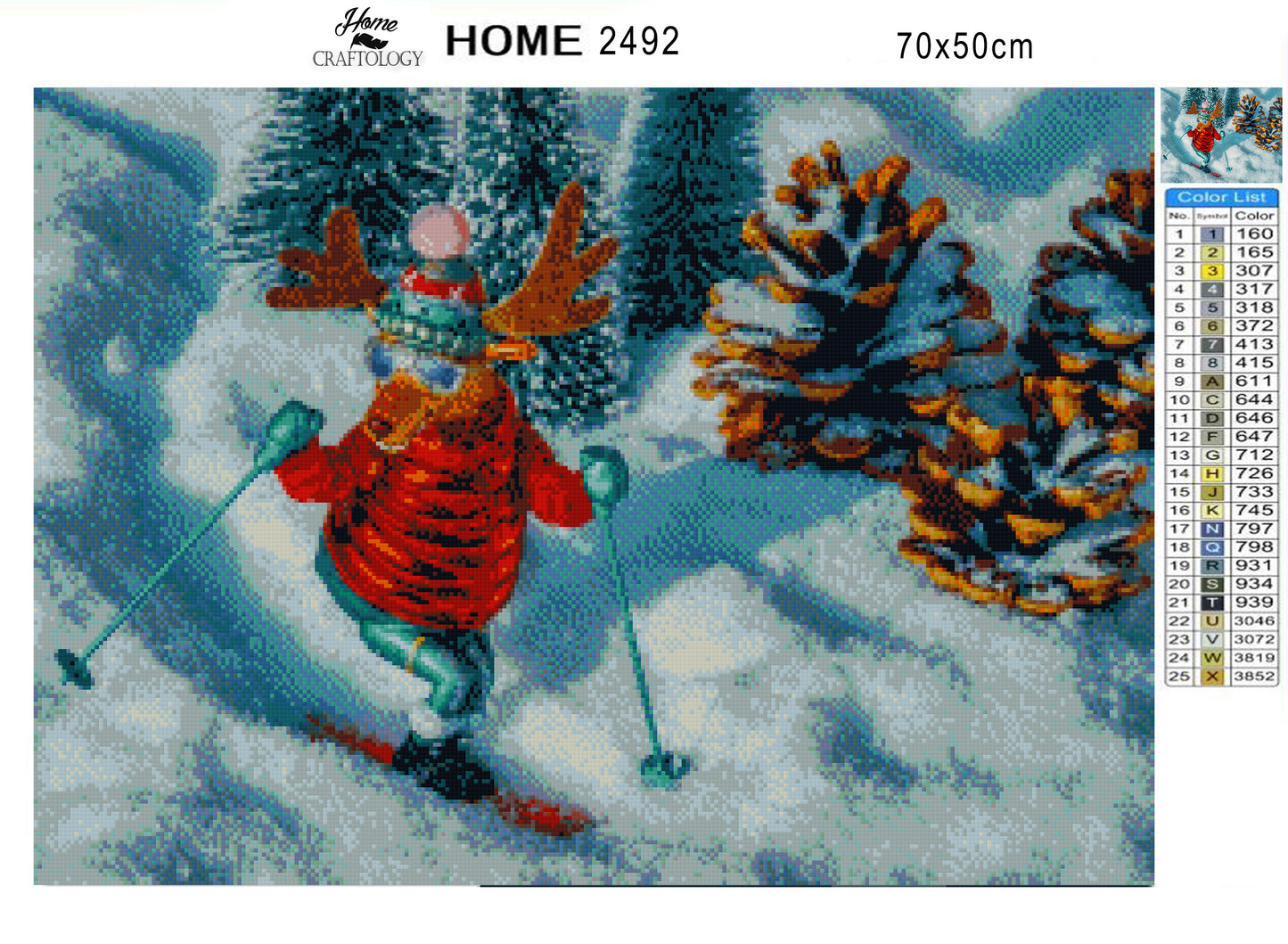 Skiing Moose - Premium Diamond Painting Kit