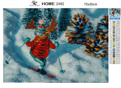 Skiing Moose - Premium Diamond Painting Kit