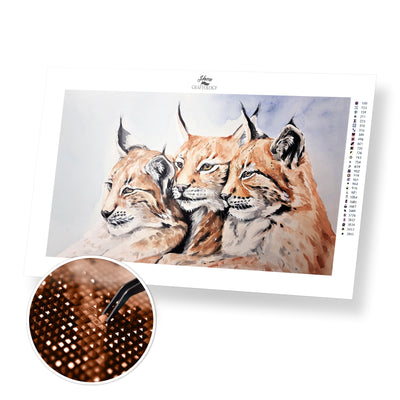 Three Feline Cats - Premium Diamond Painting Kit
