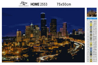 Buildings at Night - Premium Diamond Painting Kit