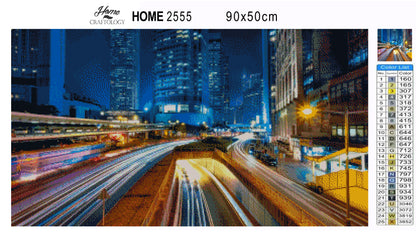 Hongkong at Night - Premium Diamond Painting Kit