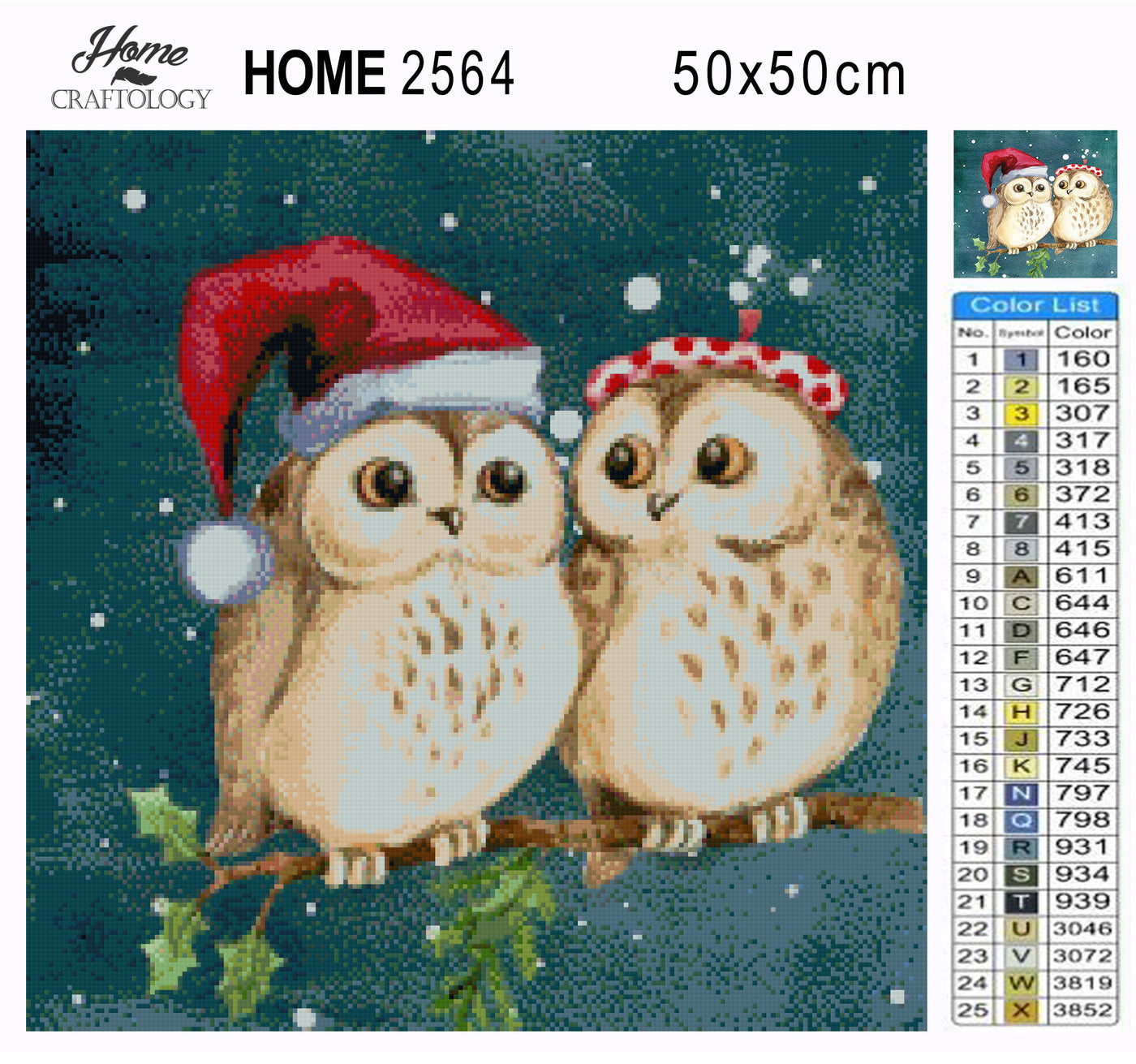 Christmas Owls - Premium Diamond Painting Kit