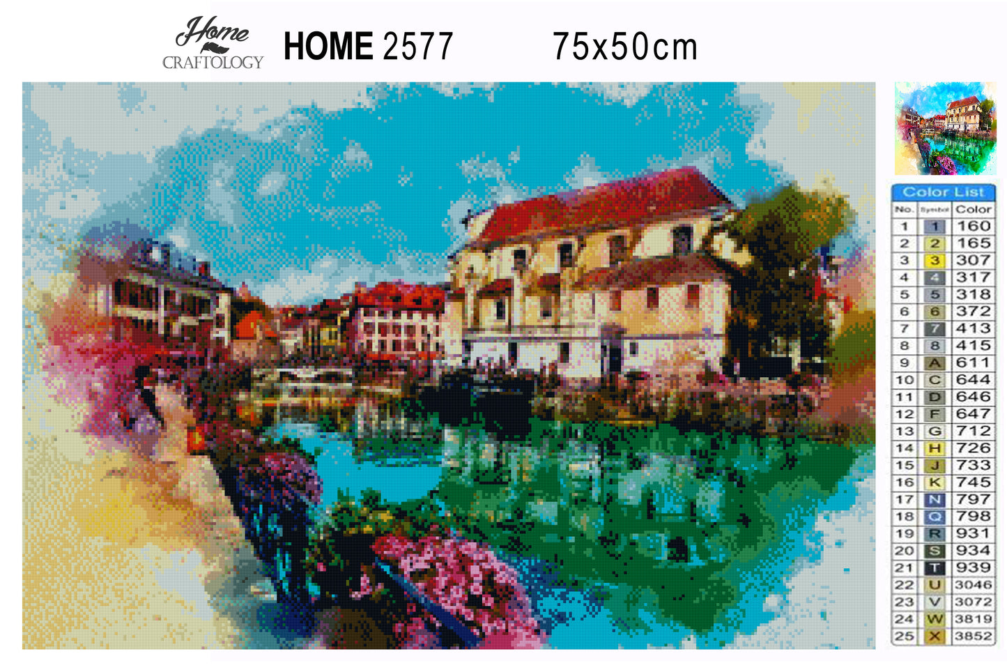 Houses by the River Painting - Premium Diamond Painting Kit