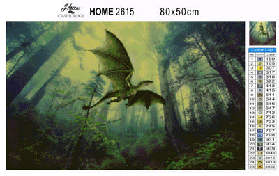 Dragon Flying in the Forest - Premium Diamond Painting Kit