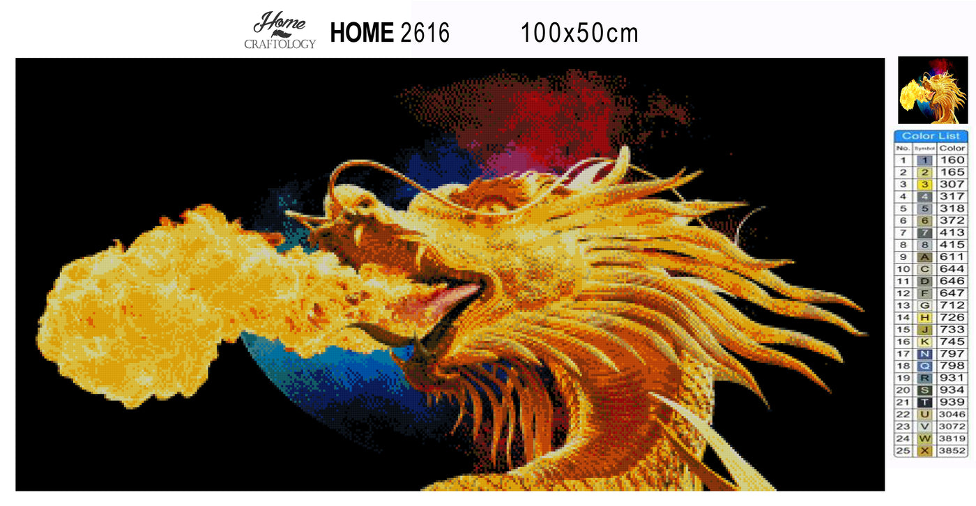Dragon Spitting Fire - Premium Diamond Painting Kit