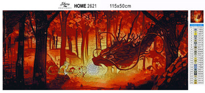 Fierce Dragon and a Wolf - Exclusive Premium Diamond Painting Kit