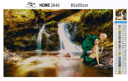 Mermaid and Waterfalls - Premium Diamond Painting Kit