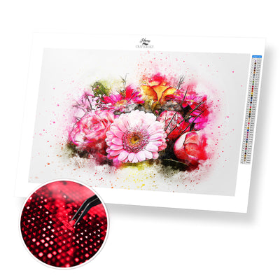 Mixture of Pink Flowers - Premium Diamond Painting Kit