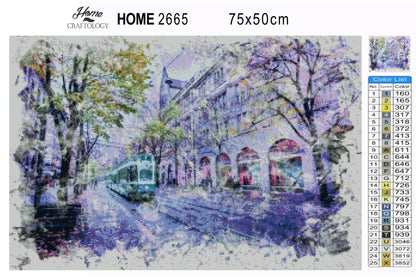 Purple Street Painting - Premium Diamond Painting Kit