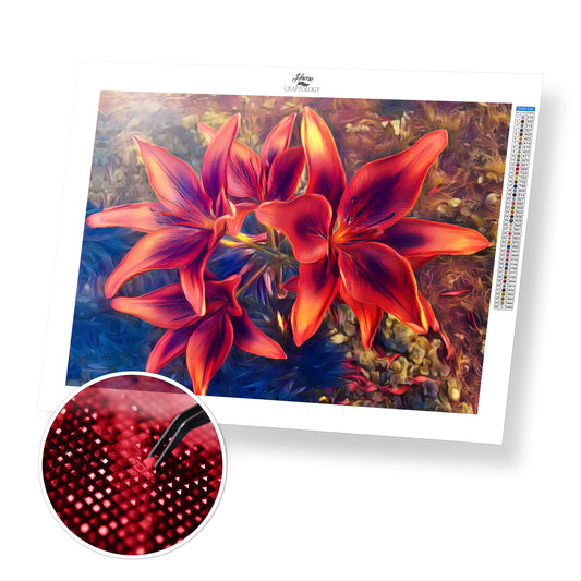 Red Lilies - Premium Diamond Painting Kit