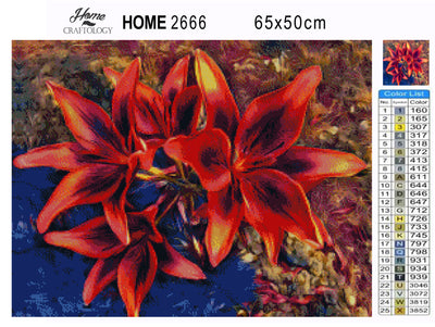 Red Lilies - Premium Diamond Painting Kit