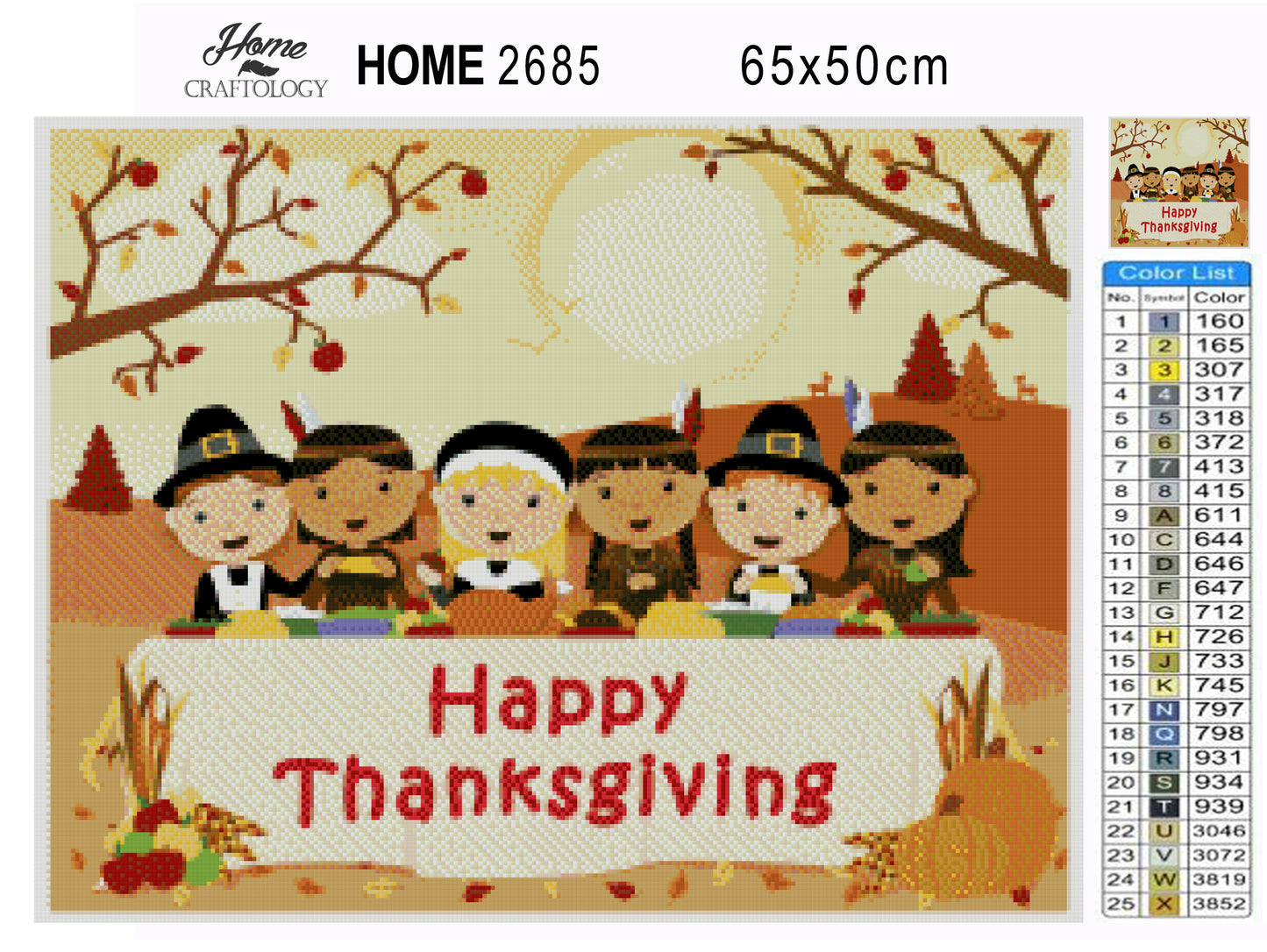 Kids Celebrating Thanksgiving - Premium Diamond Painting Kit