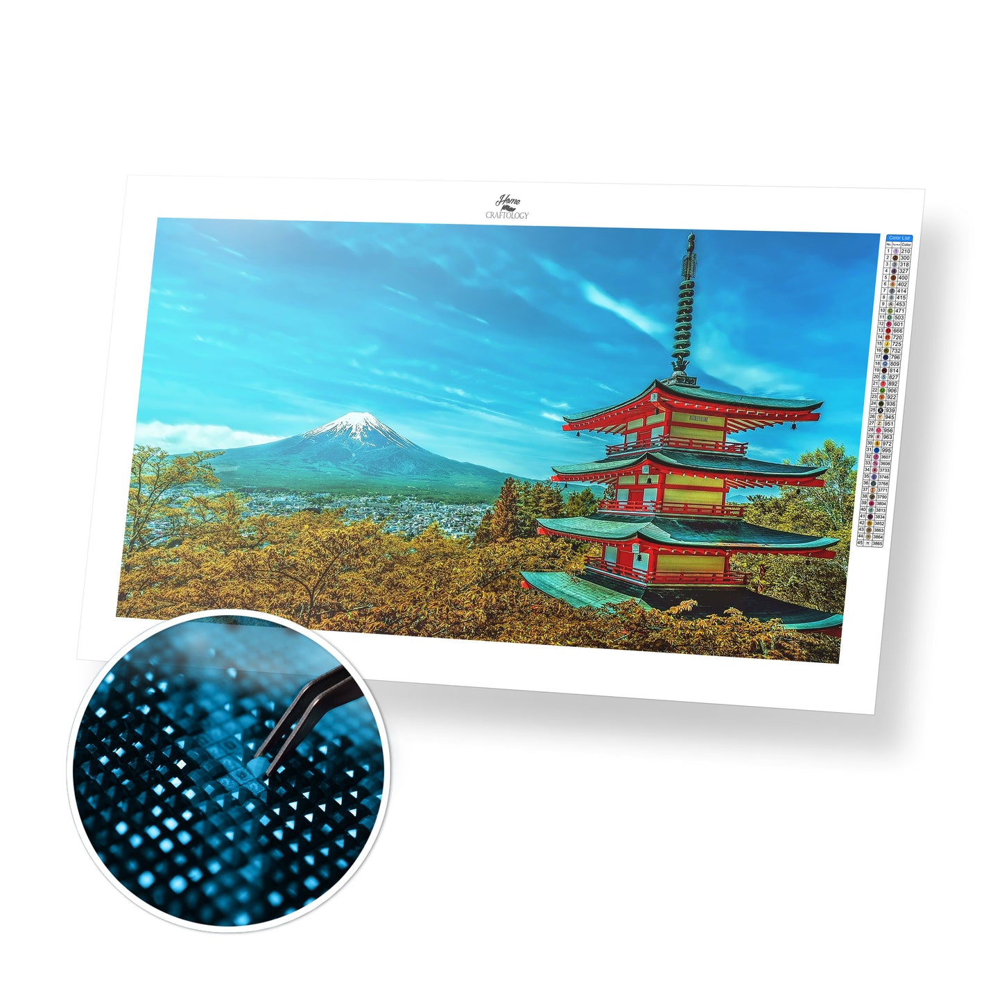 Pagoda by Mt. Fuji - Premium Diamond Painting Kit