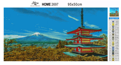 Pagoda by Mt. Fuji - Premium Diamond Painting Kit