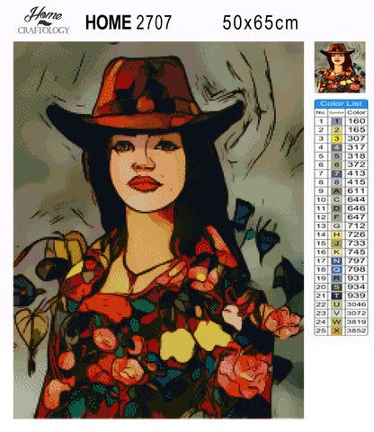 Cowgirl Portrait - Premium Diamond Painting Kit