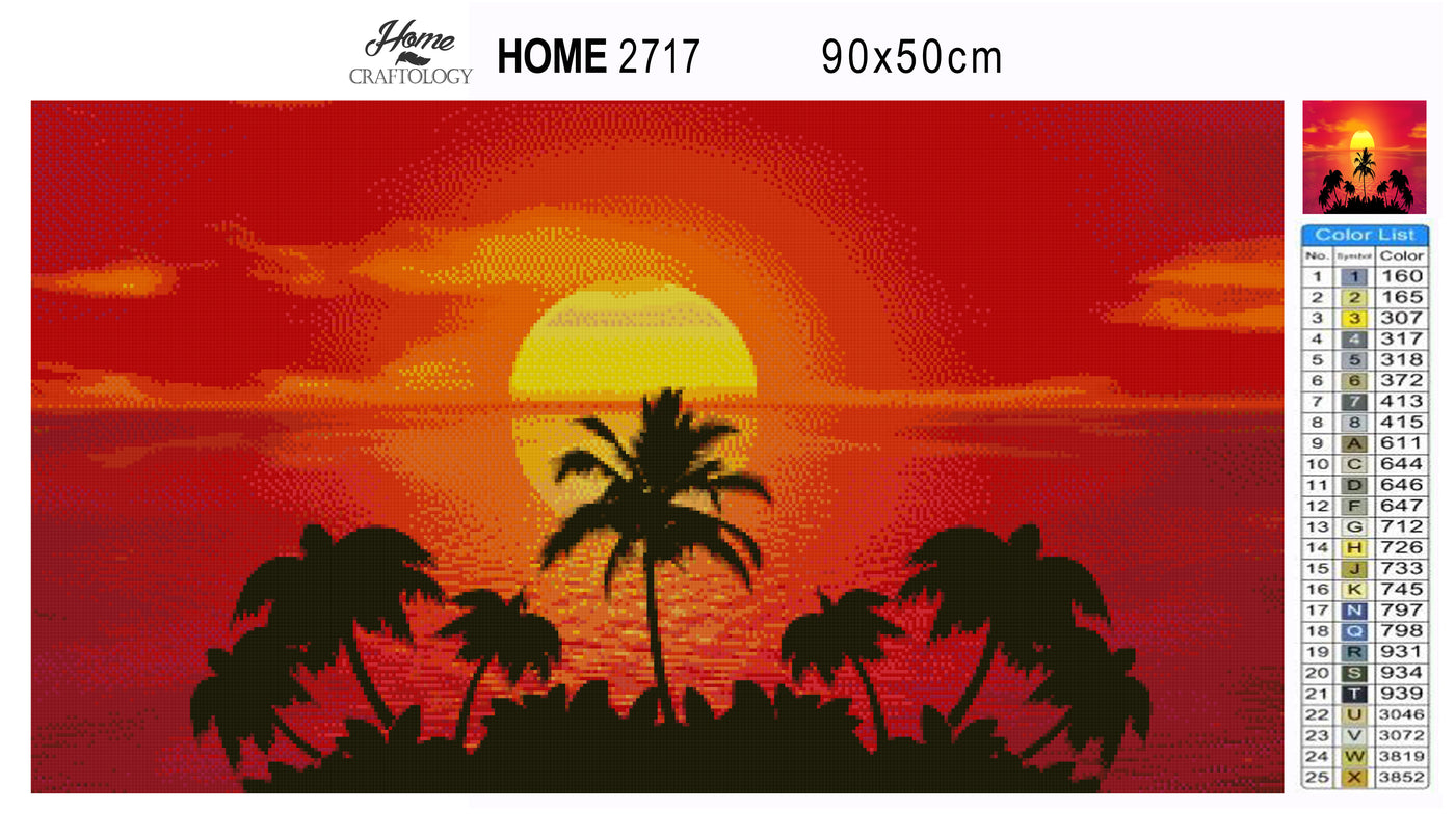 Tropical Island Sunset - Premium Diamond Painting Kit
