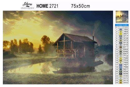 Cabin with Fog - Premium Diamond Painting Kit