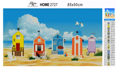 Colorful Beach Huts - Premium Diamond Painting Kit