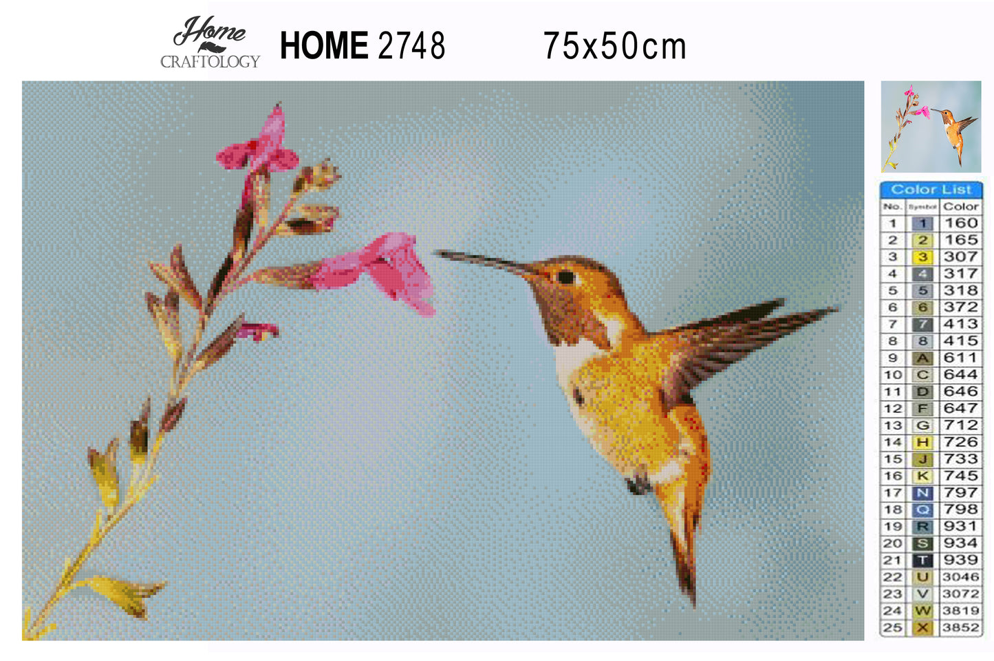 Hummingbird Drinking - Premium Diamond Painting Kit