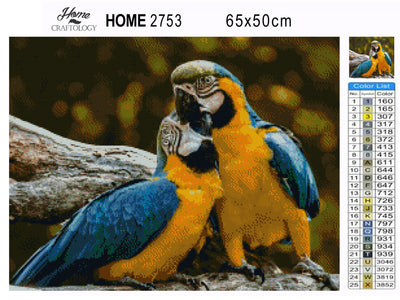 Parrots Kissing - Premium Diamond Painting Kit