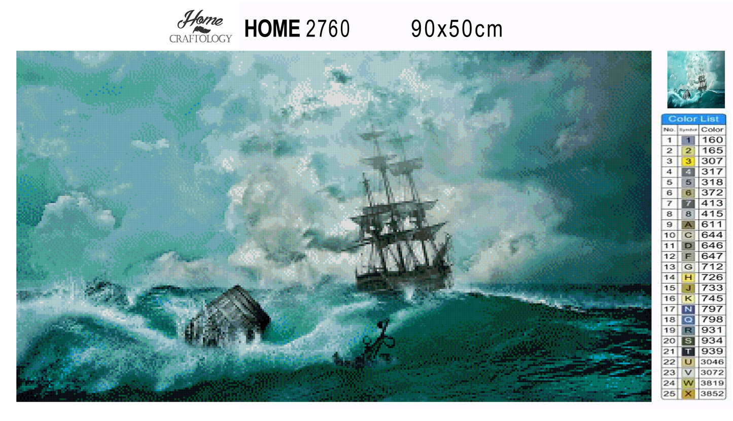 Ship During a Storm - Premium Diamond Painting Kit