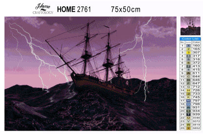 Ship with Lightning - Premium Diamond Painting Kit