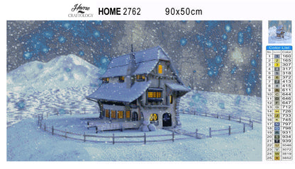 House with Snow Falling - Premium Diamond Painting Kit