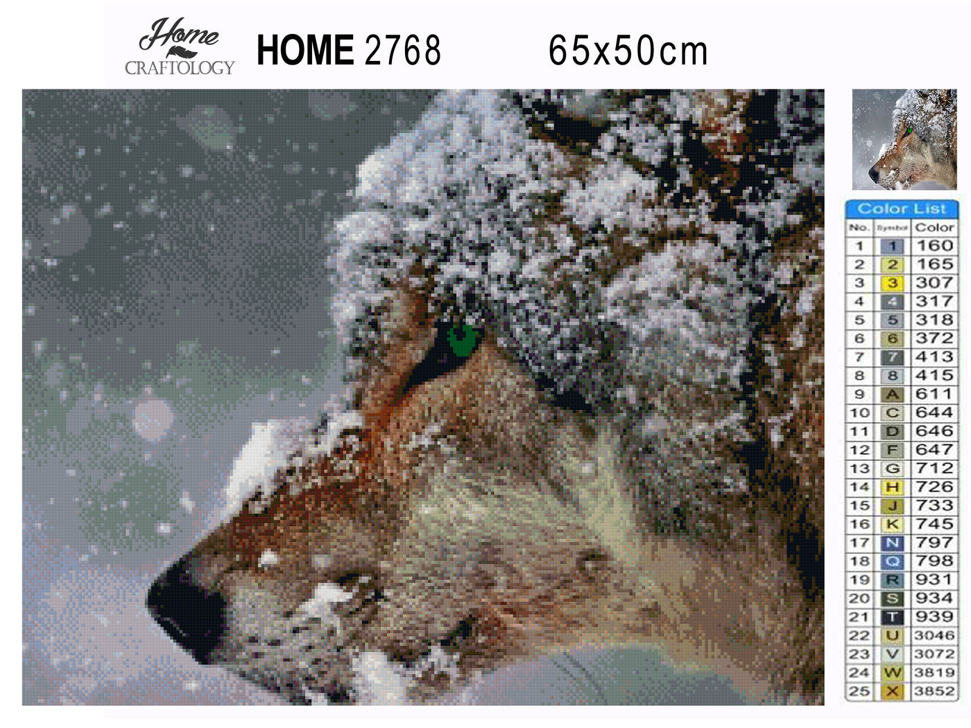 Wolf with Green Eyes - Premium Diamond Painting Kit