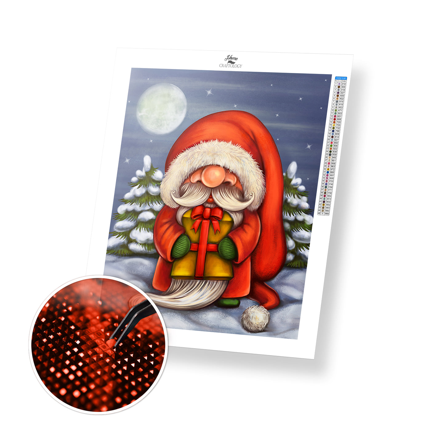 Christmas Gnome with Gift - Premium Diamond Painting Kit