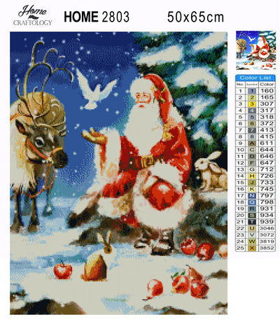 Santa Playing with Animals - Premium Diamond Painting Kit