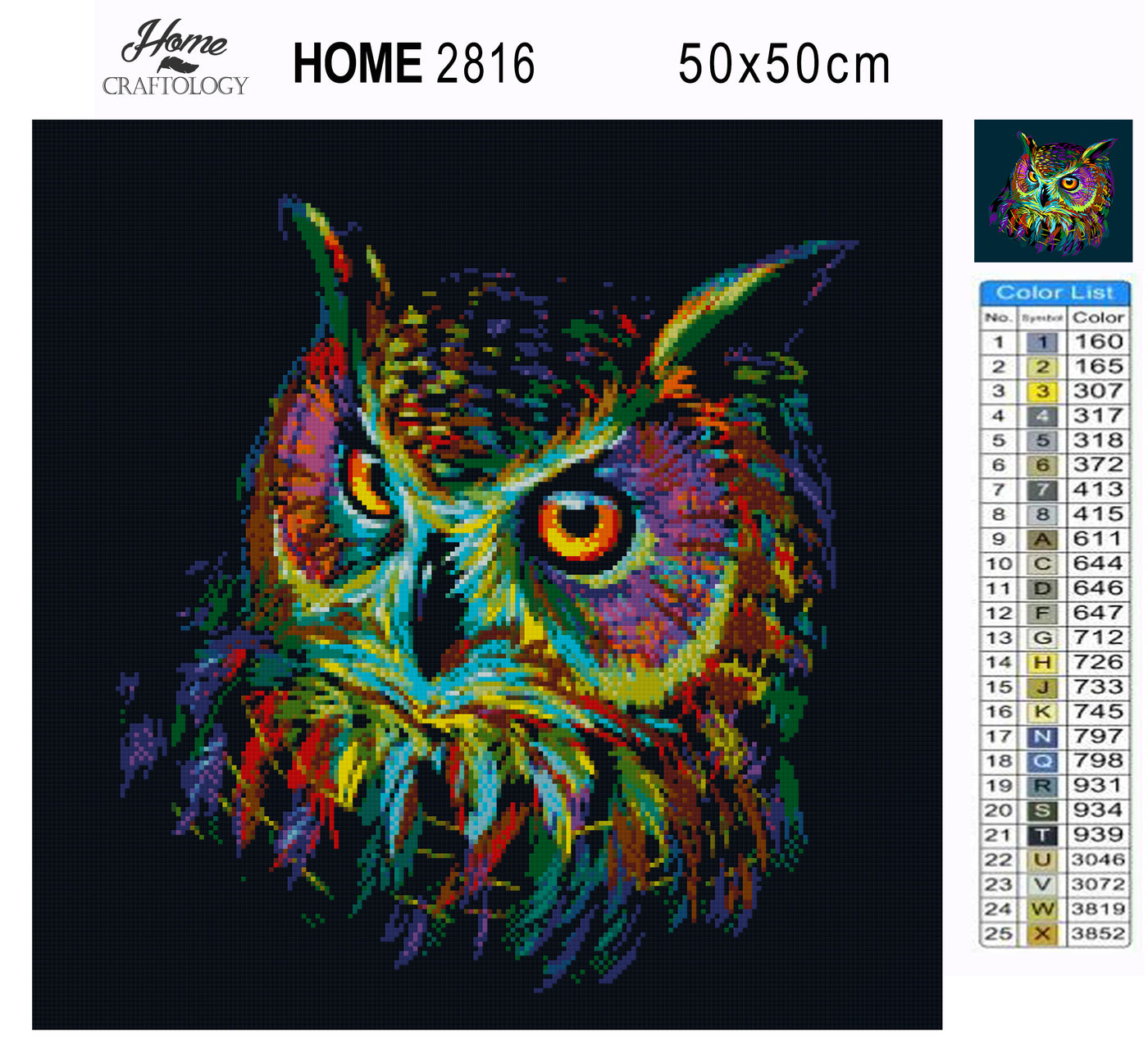 Colorful Owl - Premium Diamond Painting Kit