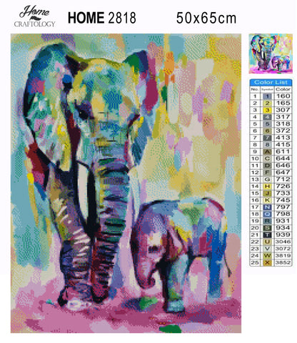 Elephant and Baby - Exclusive Premium Diamond Painting Kit