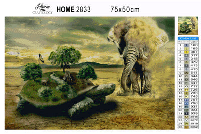 Elephant, Turtle, and Other Animals - Premium Diamond Painting Kit