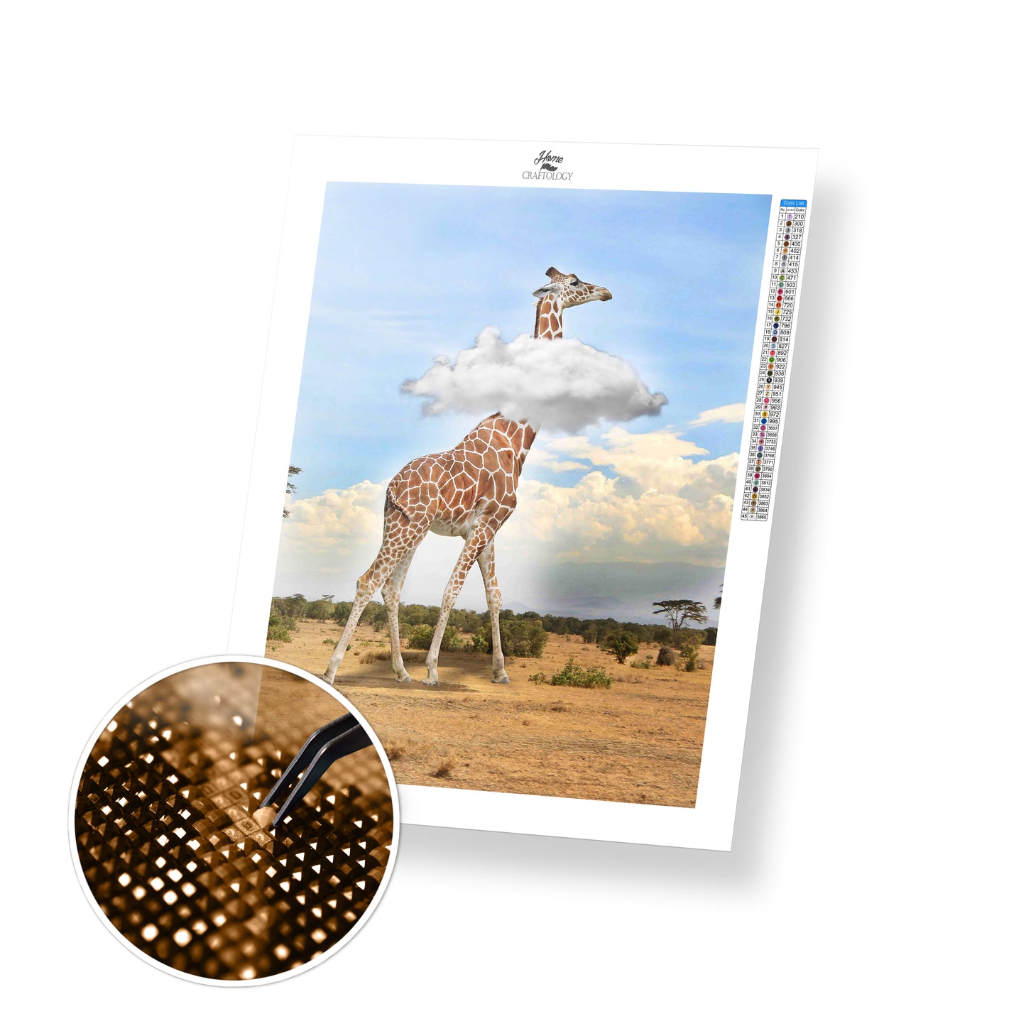 Giraffe on Clouds - Premium Diamond Painting Kit