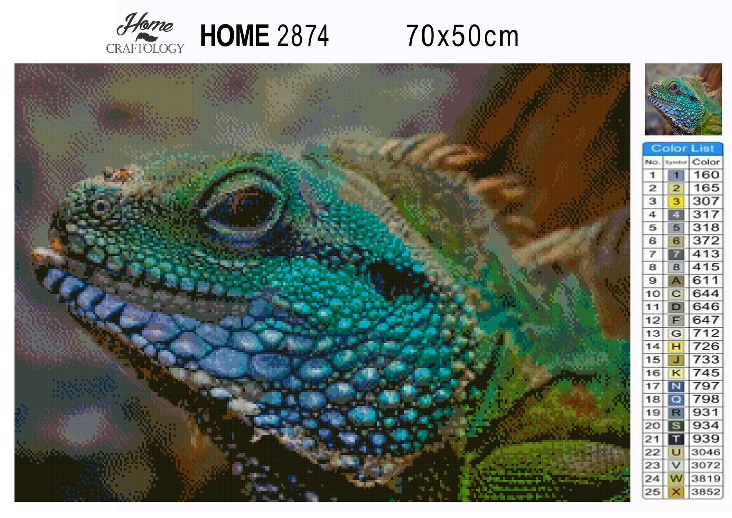 Iguana Headshot - Premium Diamond Painting Kit