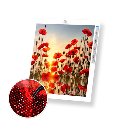 Red Poppies Reflection - Premium Diamond Painting Kit
