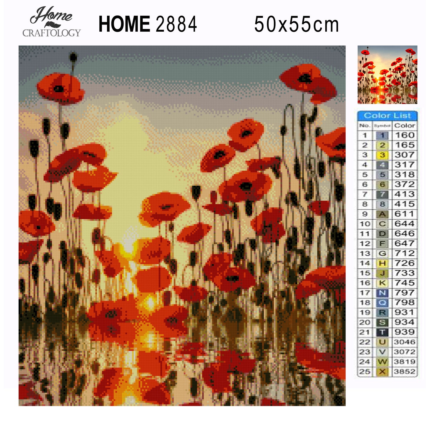 Red Poppies Reflection - Premium Diamond Painting Kit