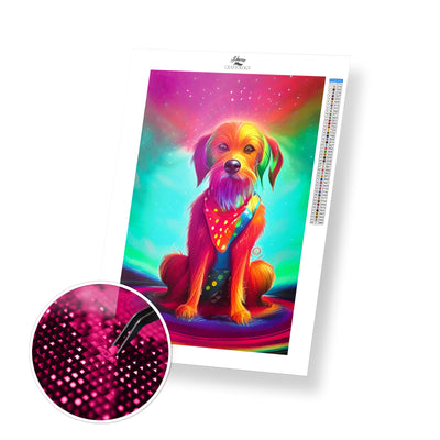 Sitting Colorful Dog - Premium Diamond Painting Kit